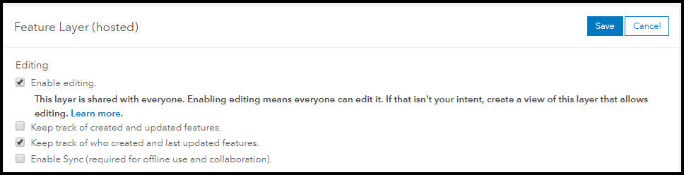 Turn on Editing and editor tracking
